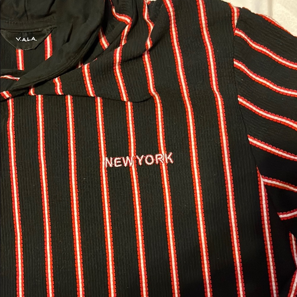 V.A.L.A Striped "New York" Hoodie - Size S (possible no label size) new no tags - Picture 3 of 4